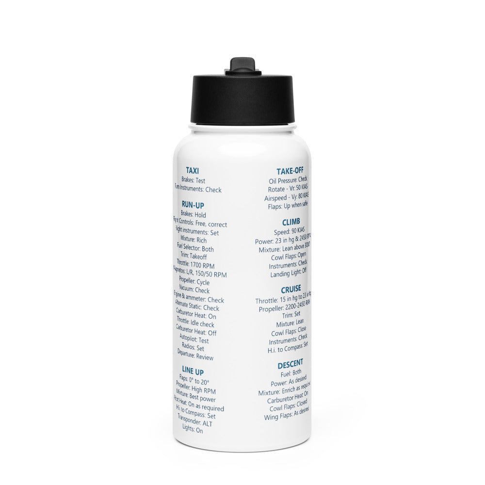 Botella checklist Cessna 182P – blanco – vista frontal