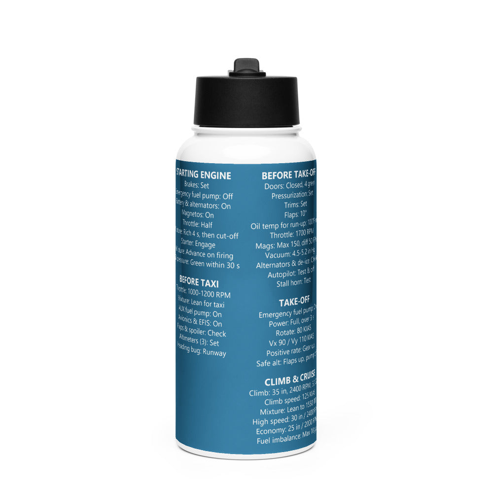 Botella checklist Piper PA46-350P – azul marino – vista frontal