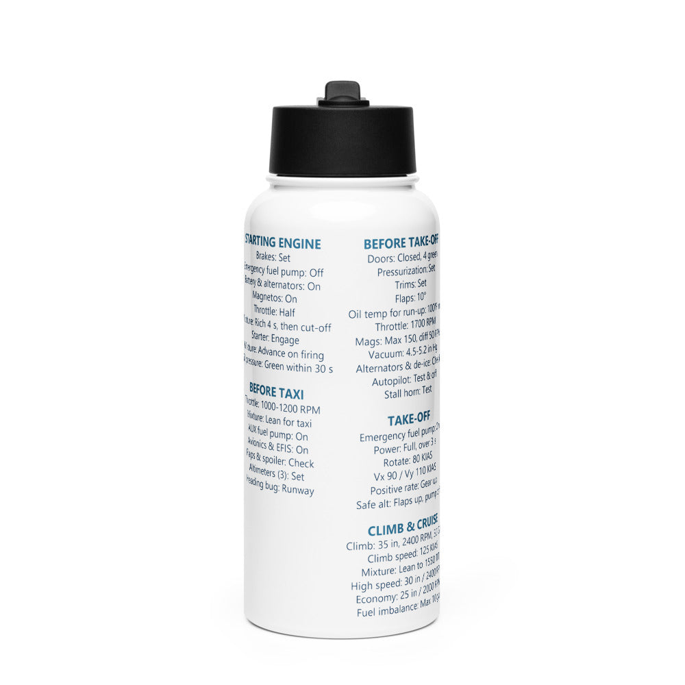 Botella checklist Piper PA46-350P – blanco – vista frontal