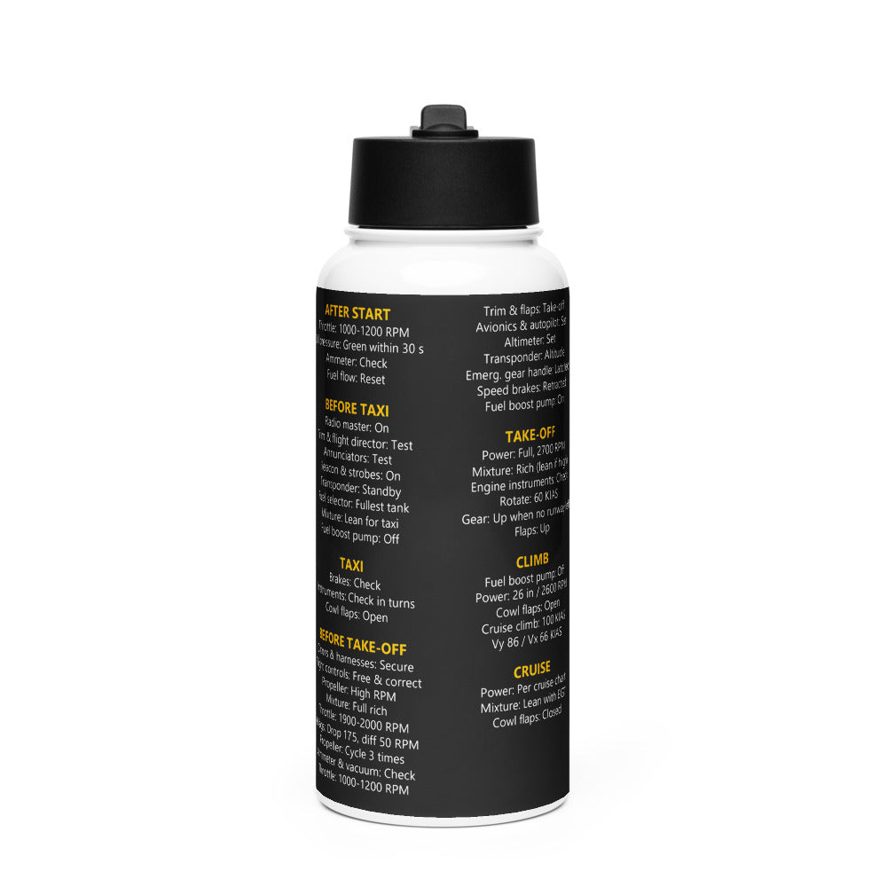 Botella checklist Mooney M20J – negro – vista frontal