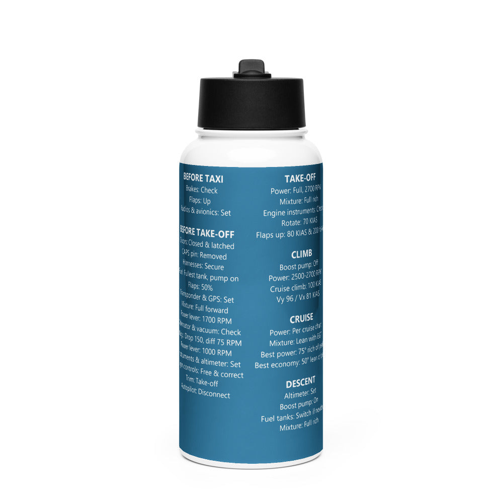 Botella checklist Cirrus SR20 – azul marino – vista frontal