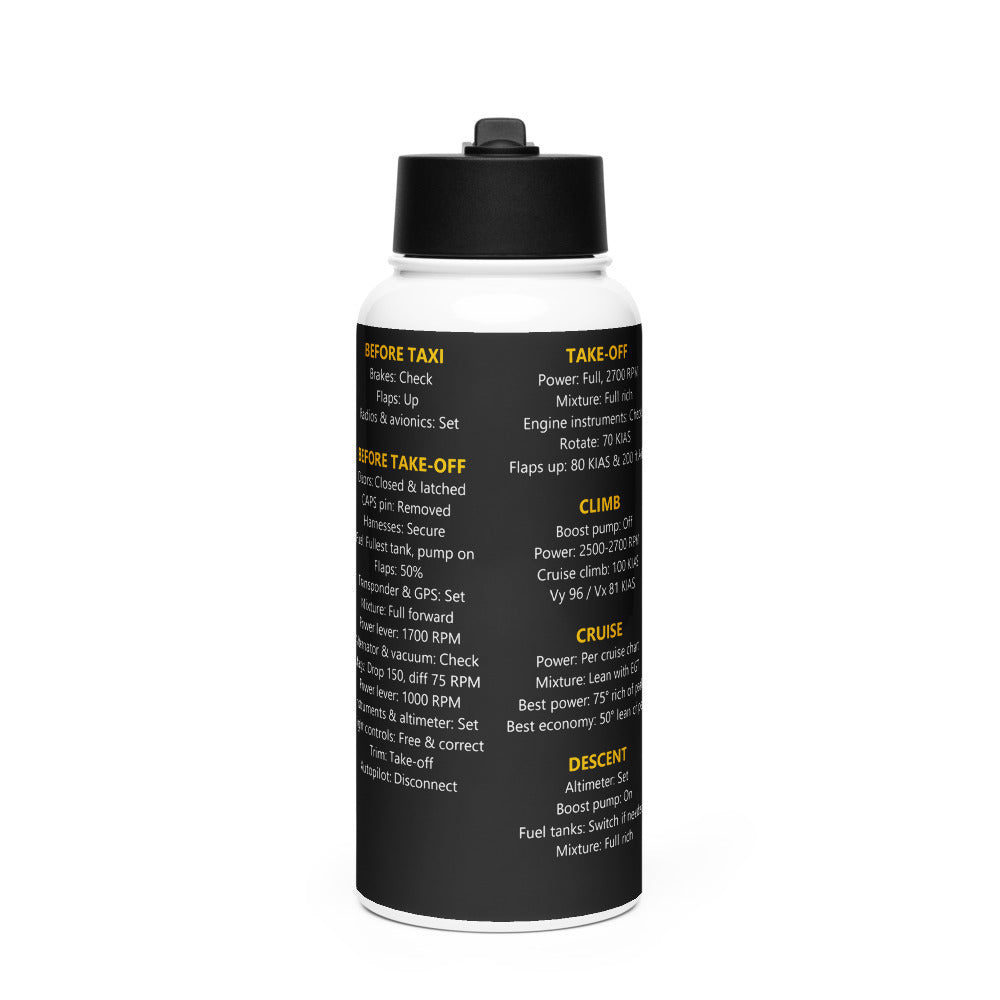 Botella checklist Cirrus SR20 – negro – vista frontal