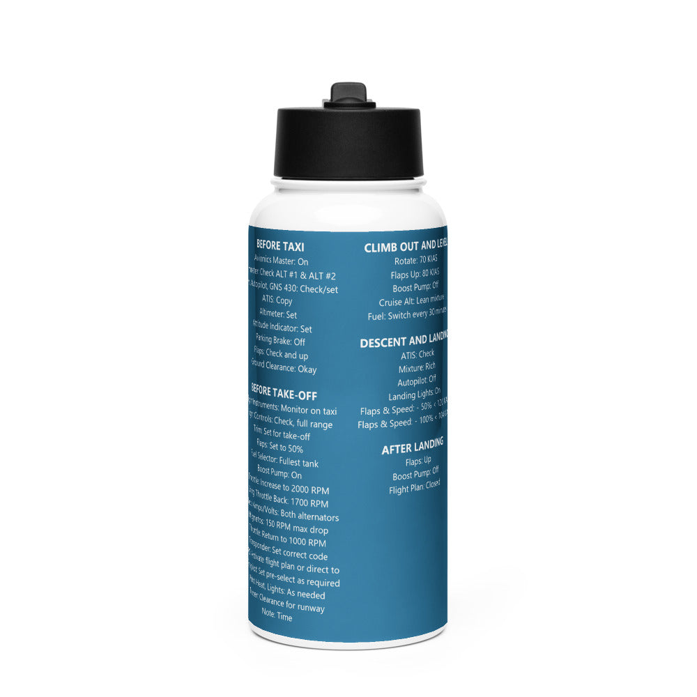 Botella checklist Cirrus SR22 – azul marino – vista frontal