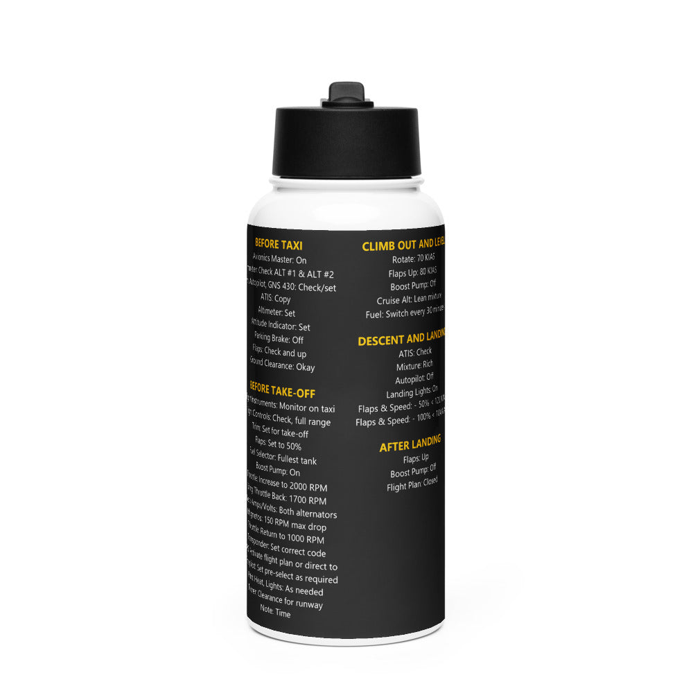 Botella checklist Cirrus SR22 – negro – vista frontal