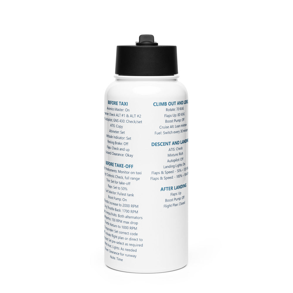Botella checklist Cirrus SR22 – blanco – vista frontal