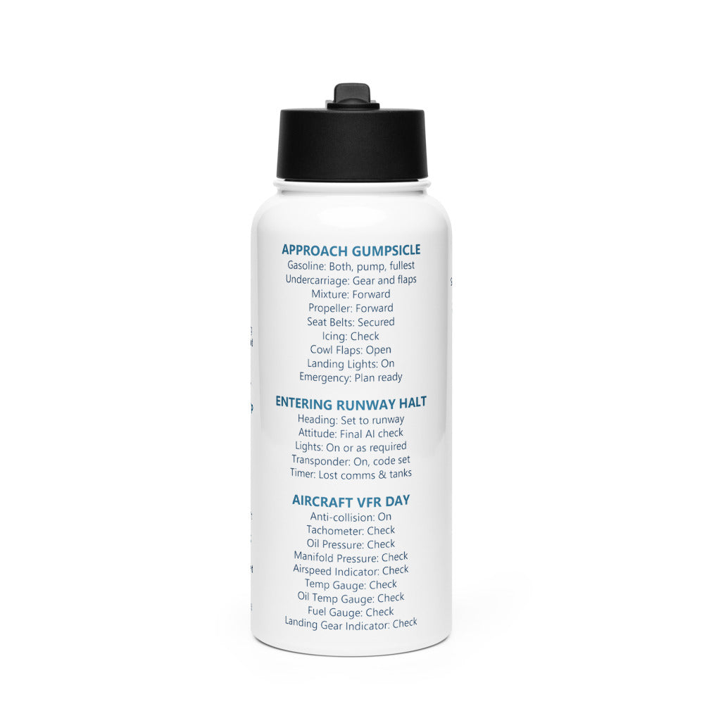 Botella checklists VFR universales – blanco – vista frontal