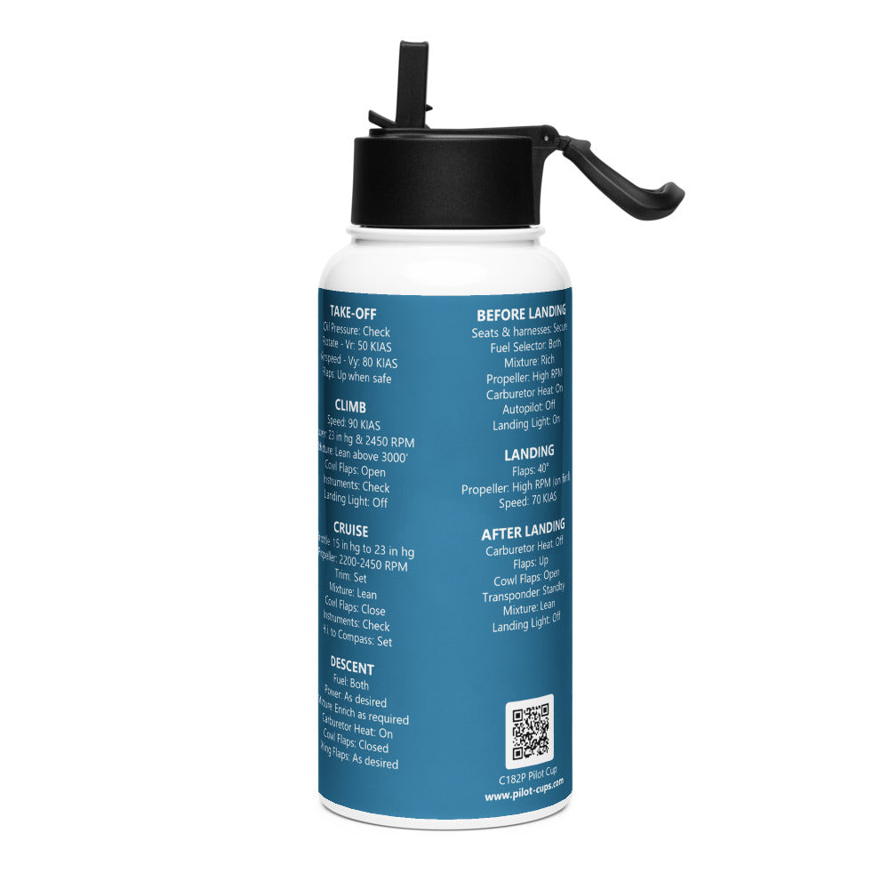 Botella checklist Cessna 182P – azul marino – vista izquierda