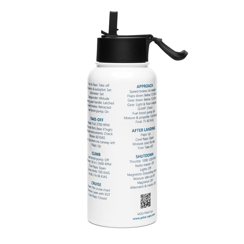 Botella checklist Mooney M20J – blanco – vista izquierda