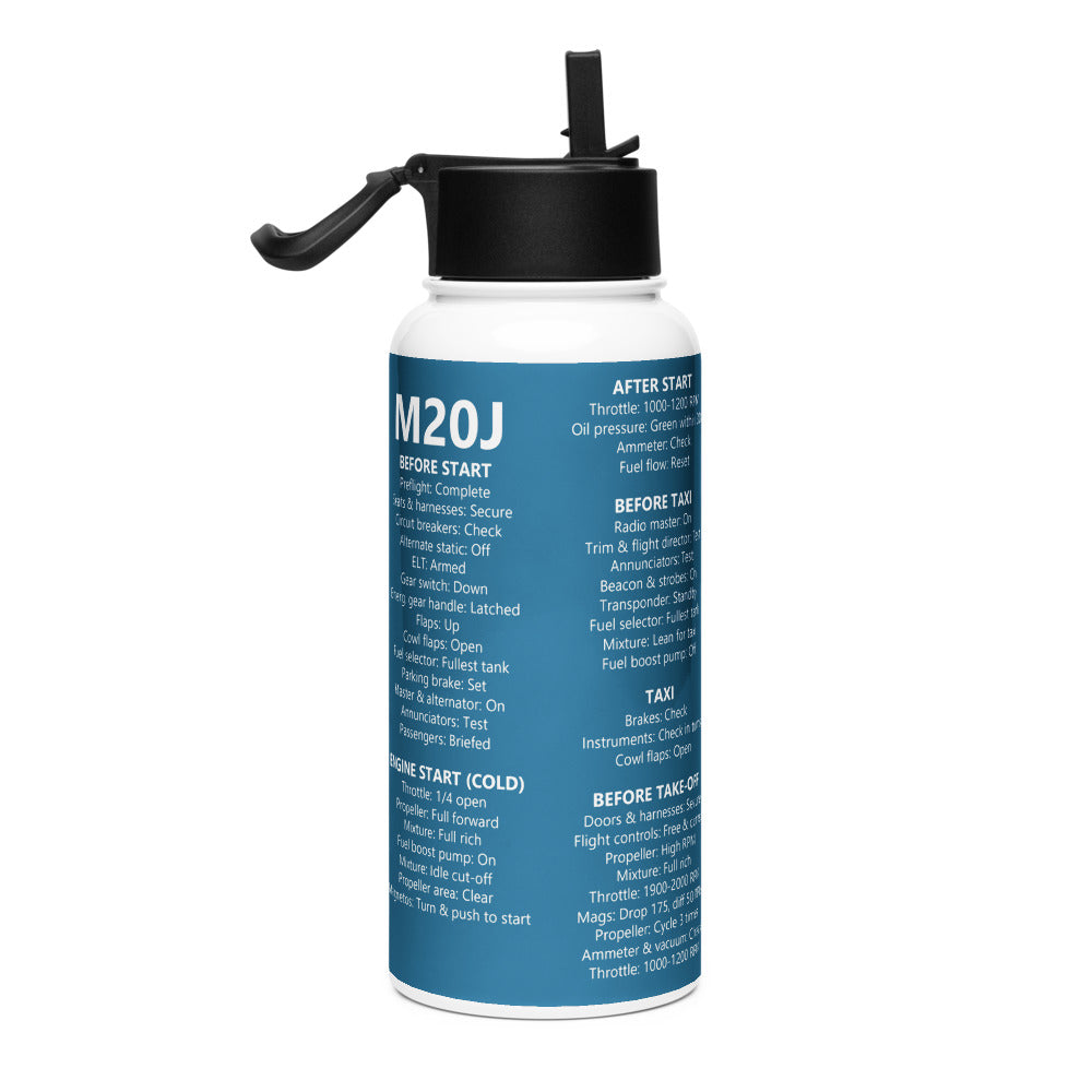 Botella checklist Mooney M20J – azul marino – vista derecha