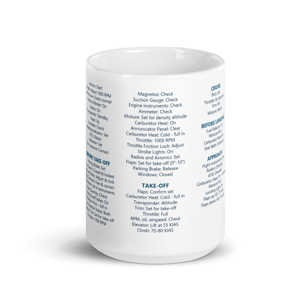 Taza checklist Cessna 172N – blanco – vista frontal
