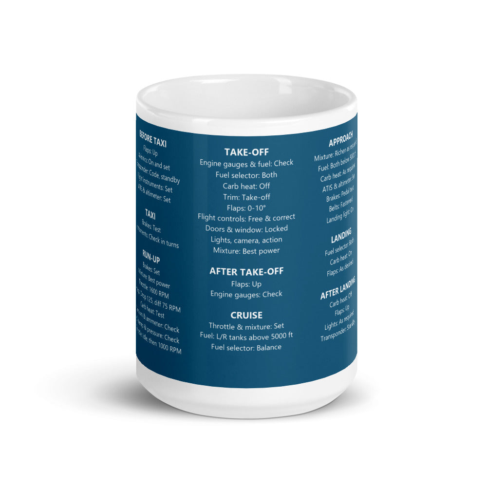 Taza checklist Cessna 172F – azul marino – vista frontal