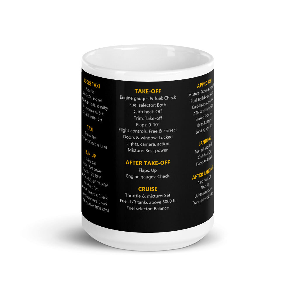 Taza checklist Cessna 172F – negro – vista frontal