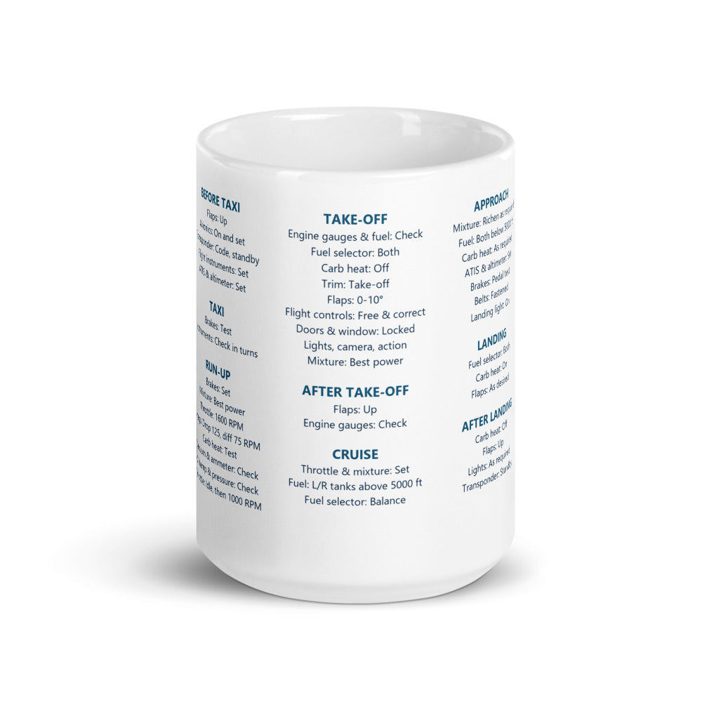 Taza checklist Cessna 172F – blanco – vista frontal
