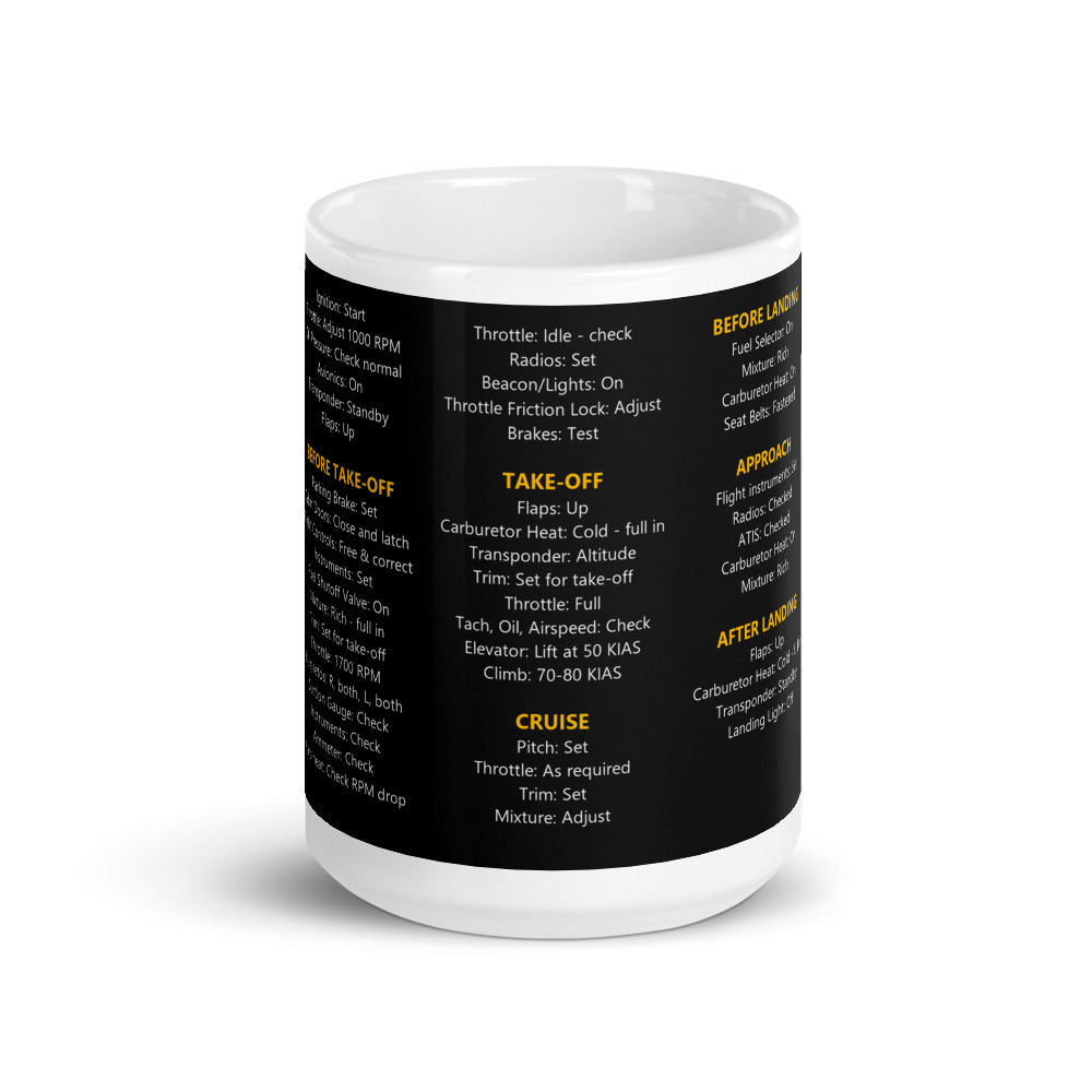 Taza checklist Cessna 152 – negro – vista frontal