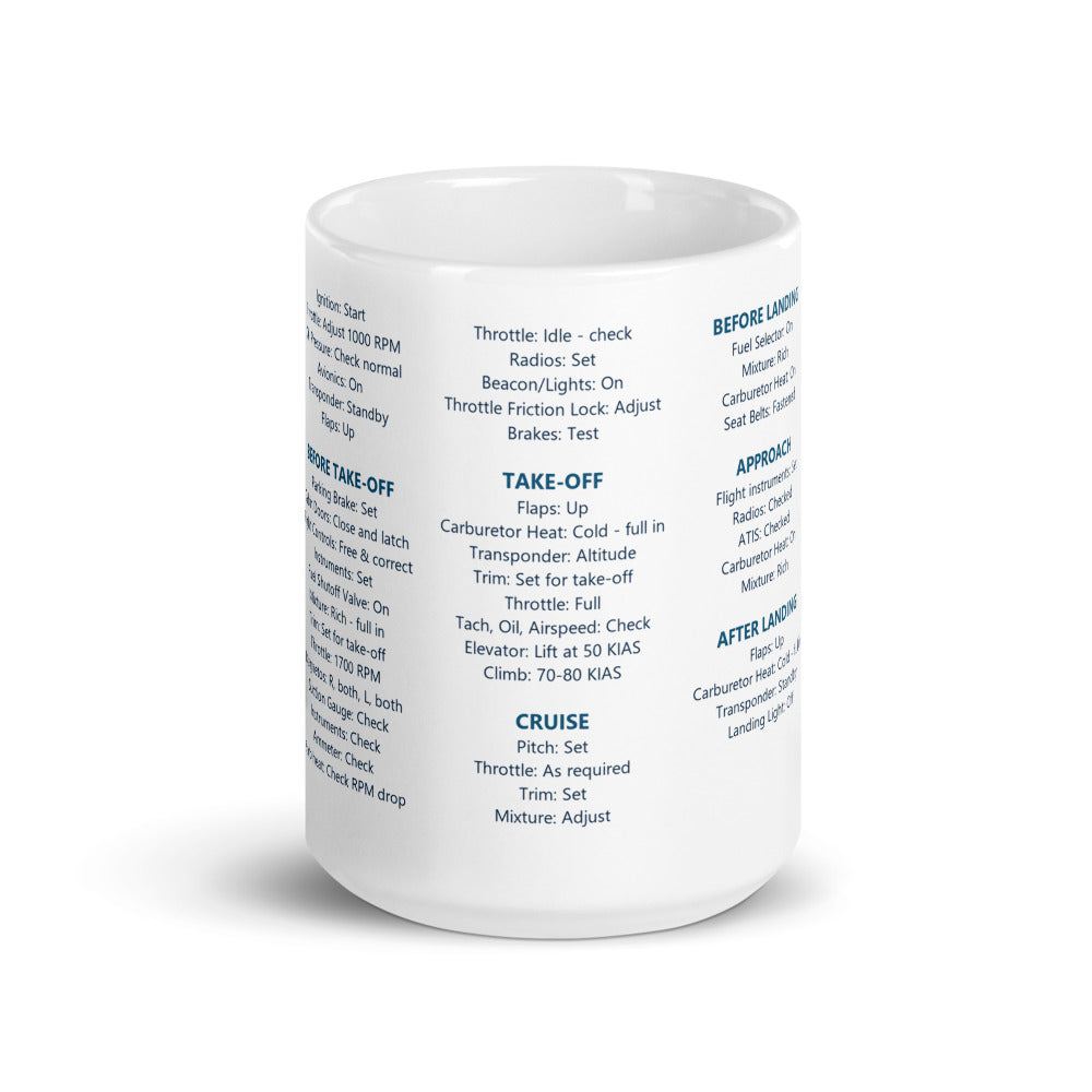 Taza checklist Cessna 152 – blanco – vista frontal