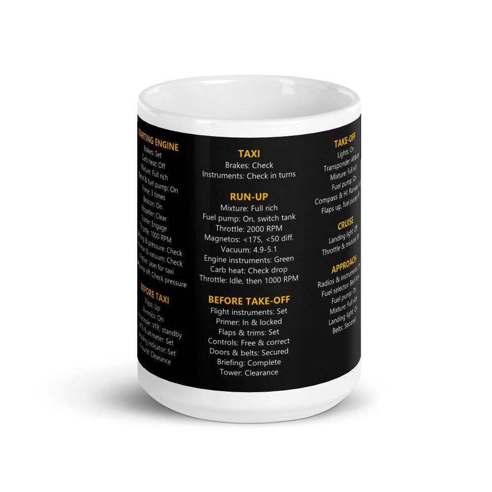 Taza checklist Piper PA28-161 Warrior II – negro – vista frontal
