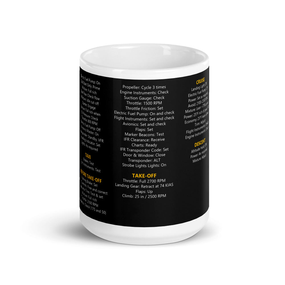 Tazza checklist Piper PA28R-200 Arrow – nero – vista frontale