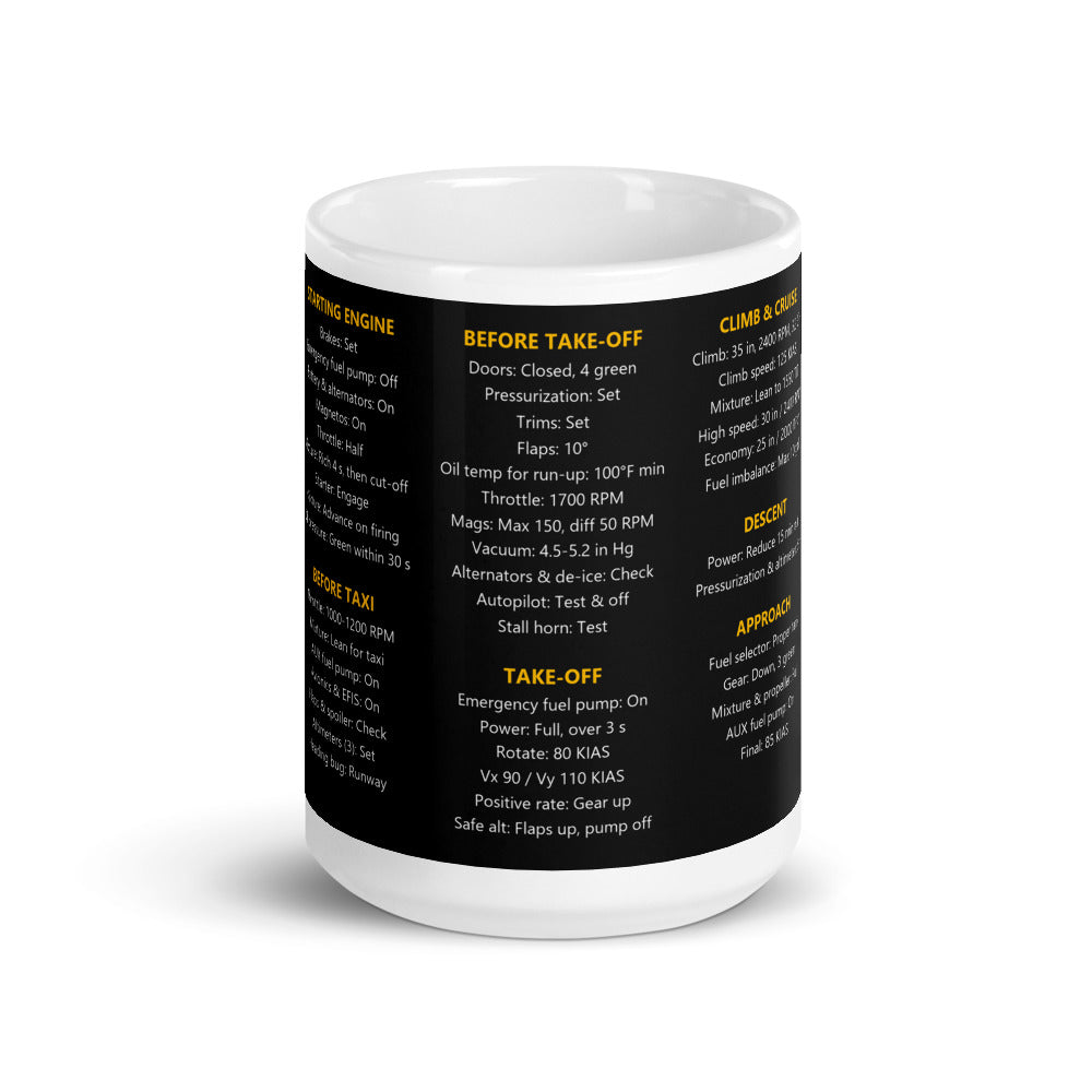 Tazza checklist Piper PA46-350P – nero – vista frontale