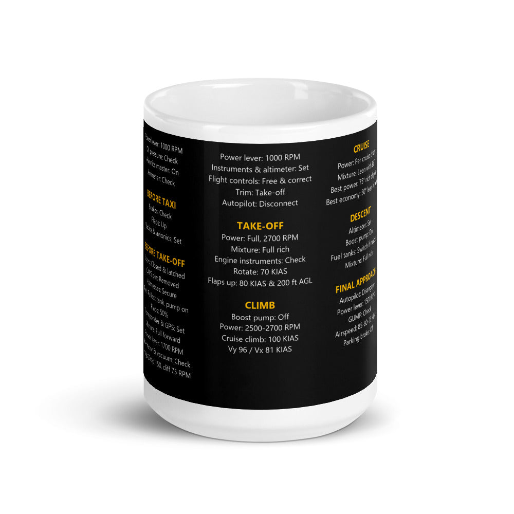 Taza checklist Cirrus SR20 – negro – vista frontal