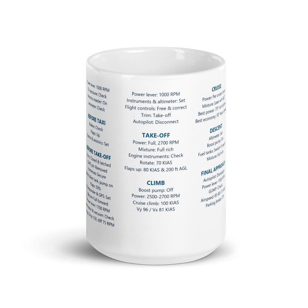 Taza checklist Cirrus SR20 – blanco – vista frontal