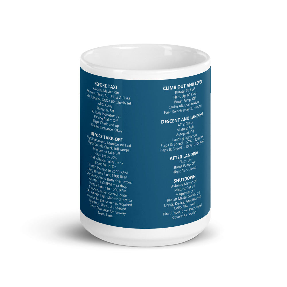 Tazza checklist Cirrus SR22 – blu navy – vista frontale