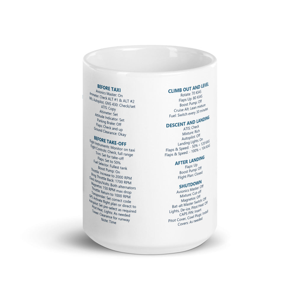 Tazza checklist Cirrus SR22 – bianco – vista frontale