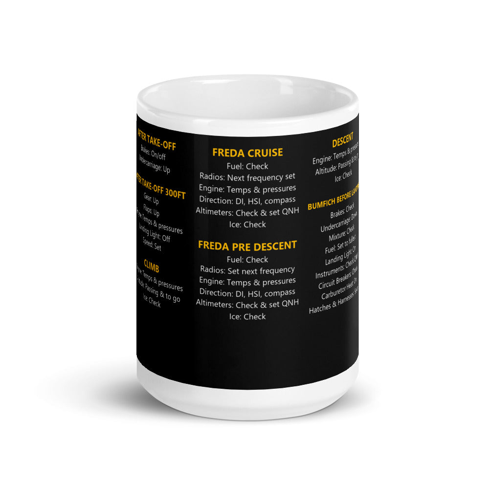 Taza checklists IFR universales – negro – vista frontal