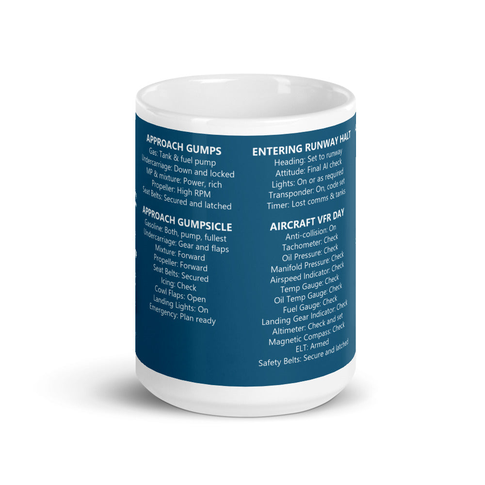 Taza checklists VFR universales – azul marino – vista frontal
