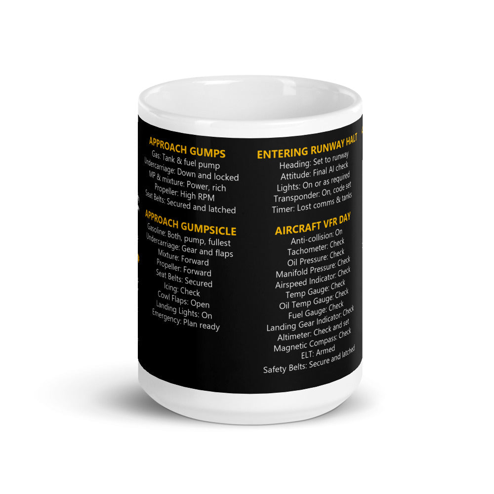 Taza checklists VFR universales – negro – vista frontal