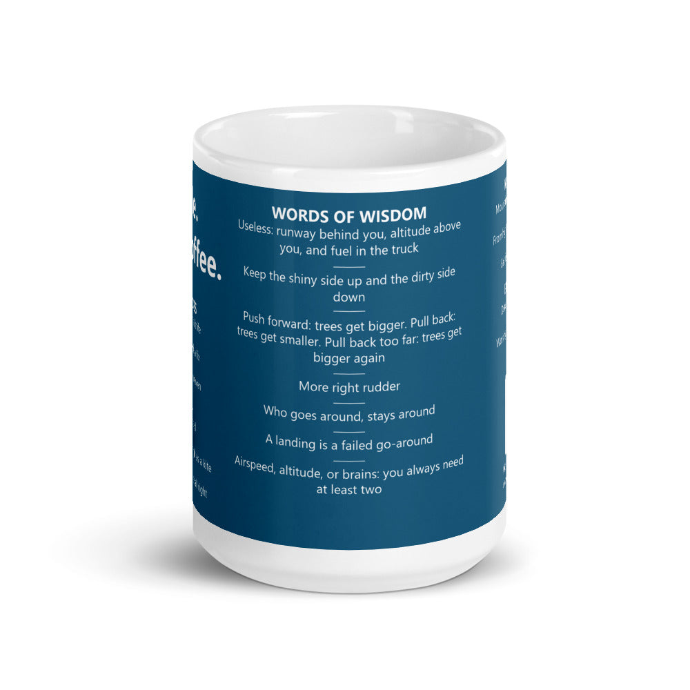 Unable. Before coffee. – Mug – bleu marine – vue de face