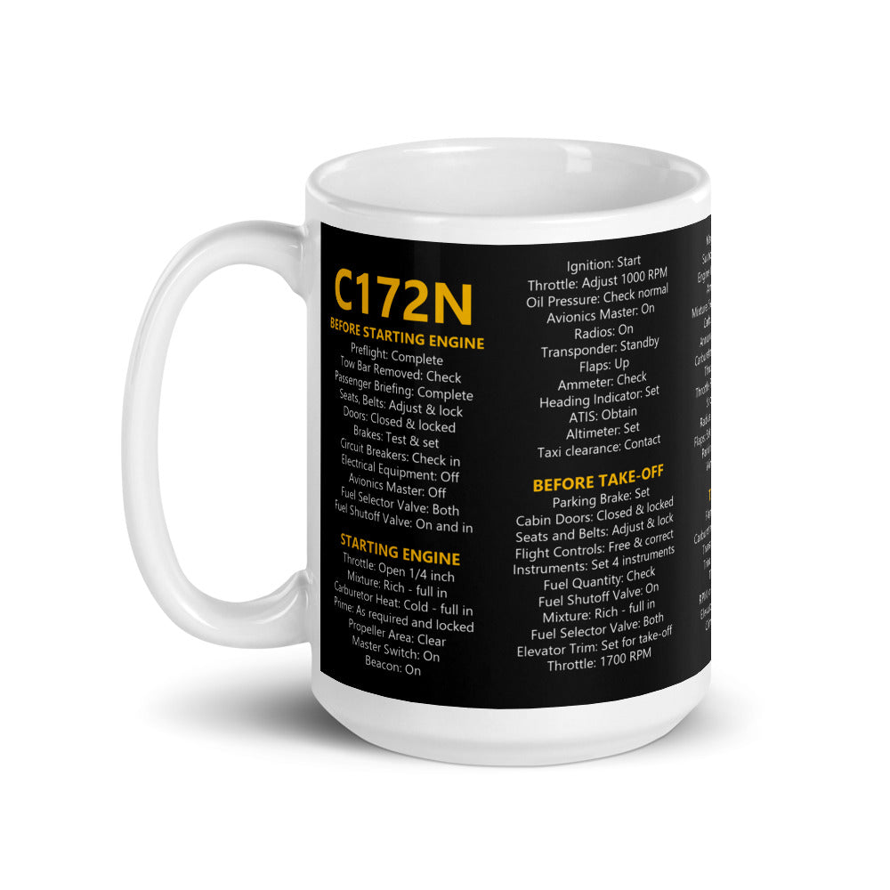 Taza checklist Cessna 172N – negro – asa a la izquierda