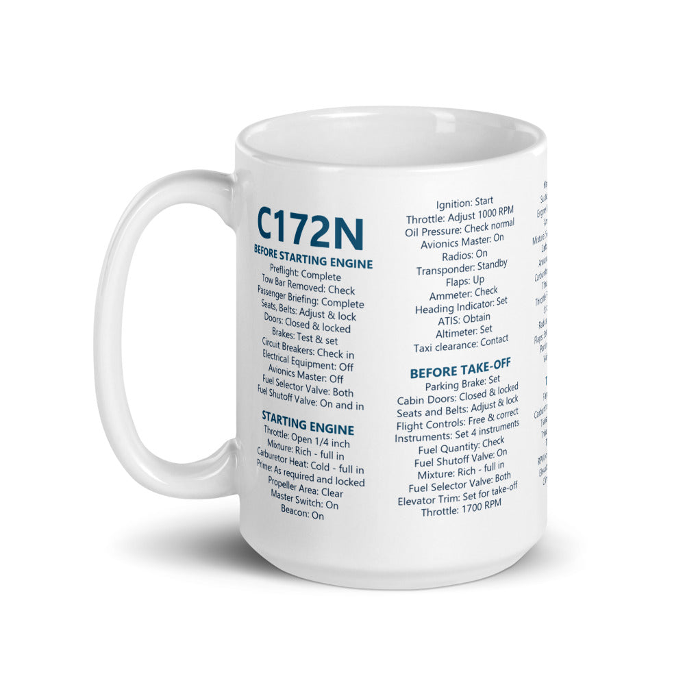 Taza checklist Cessna 172N – blanco – asa a la izquierda
