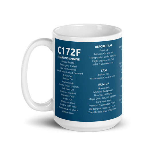 Taza checklist Cessna 172F – azul marino – asa a la izquierda