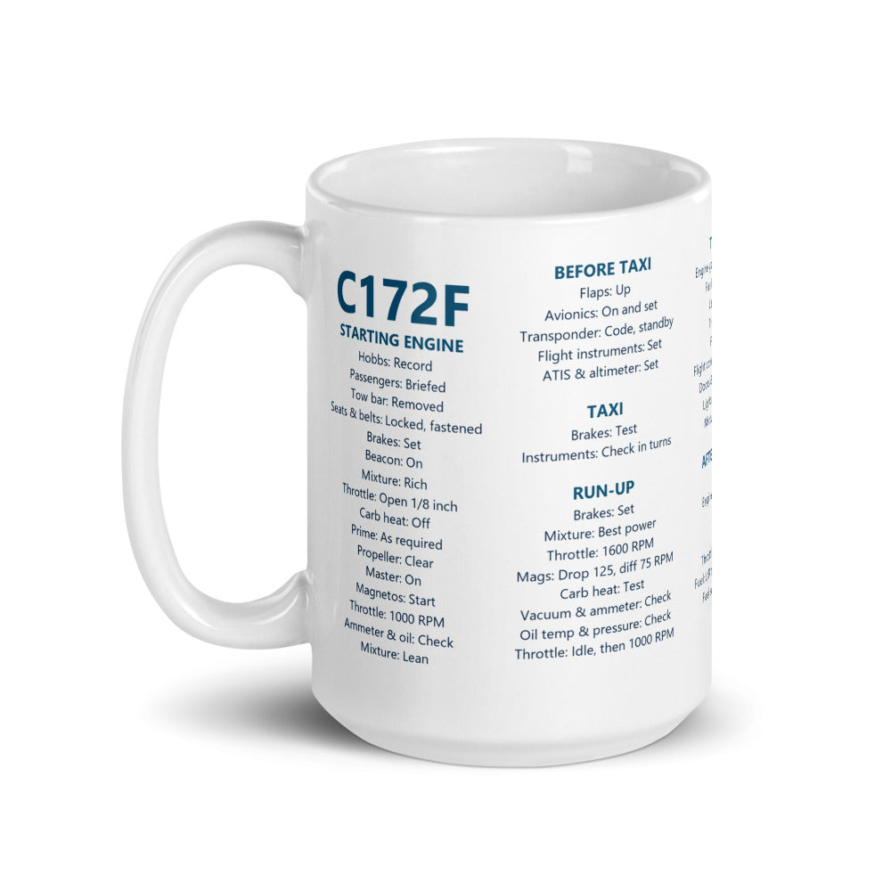 Taza checklist Cessna 172F – blanco – asa a la izquierda