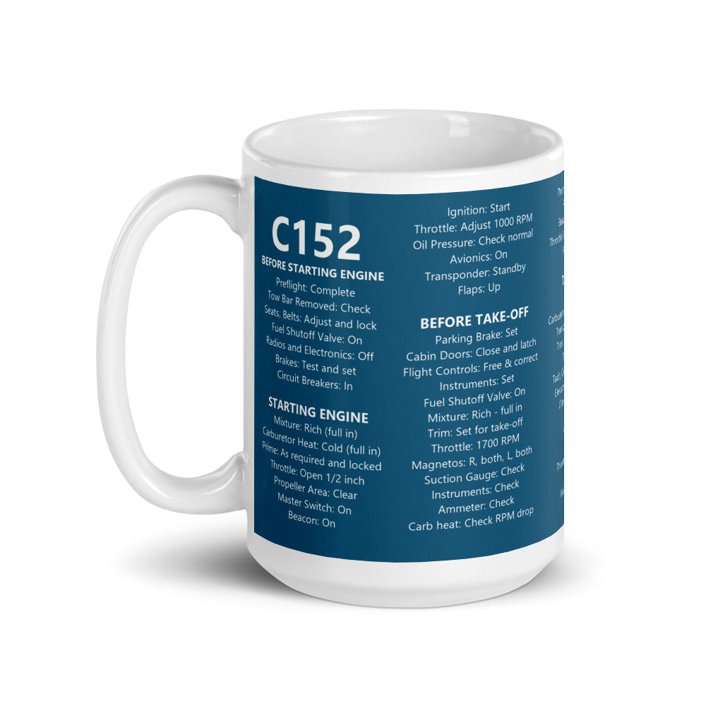 Taza checklist Cessna 152 – azul marino – asa a la izquierda