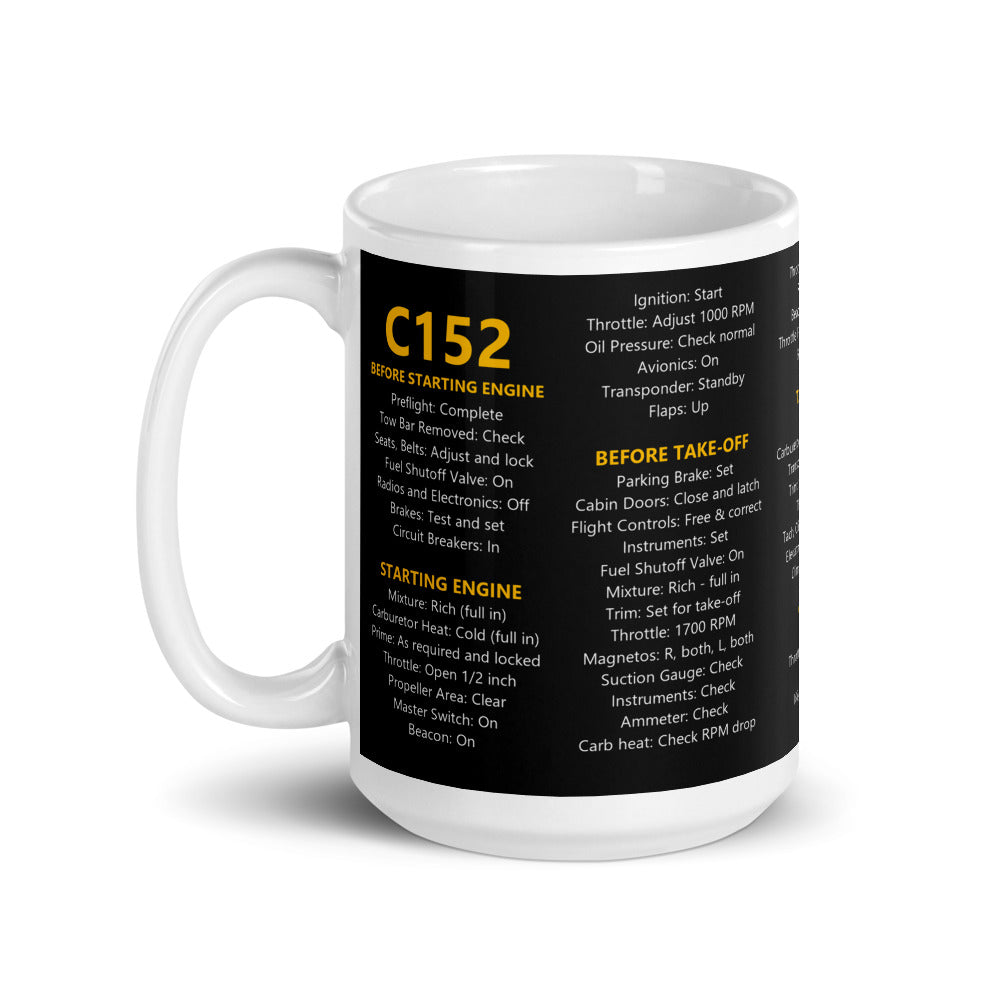 Taza checklist Cessna 152 – negro – asa a la izquierda