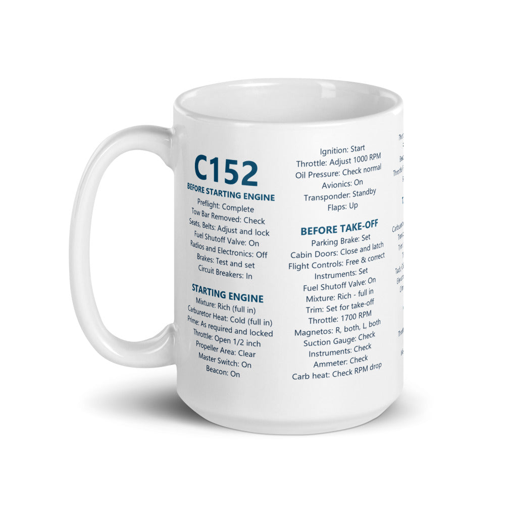 Taza checklist Cessna 152 – blanco – asa a la izquierda