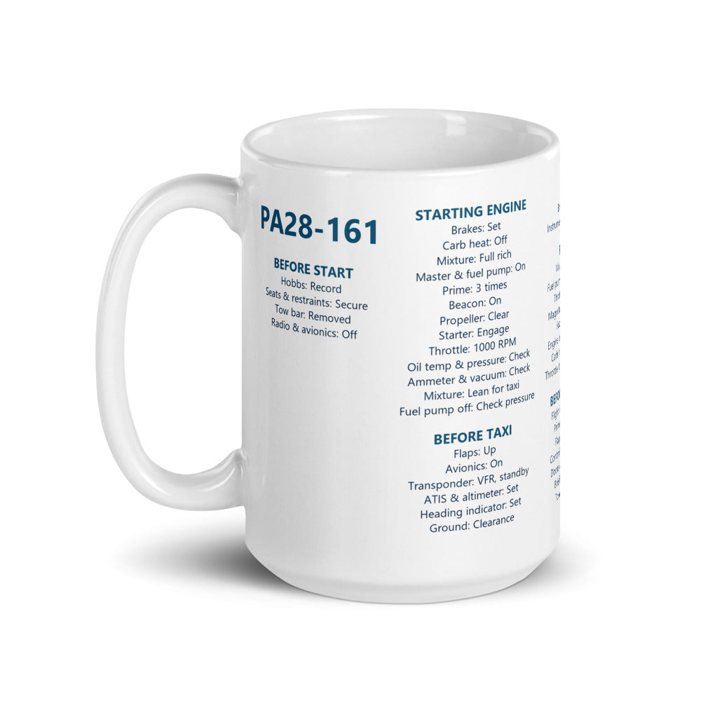 Taza checklist Piper PA28-161 Warrior II – blanco – asa a la izquierda