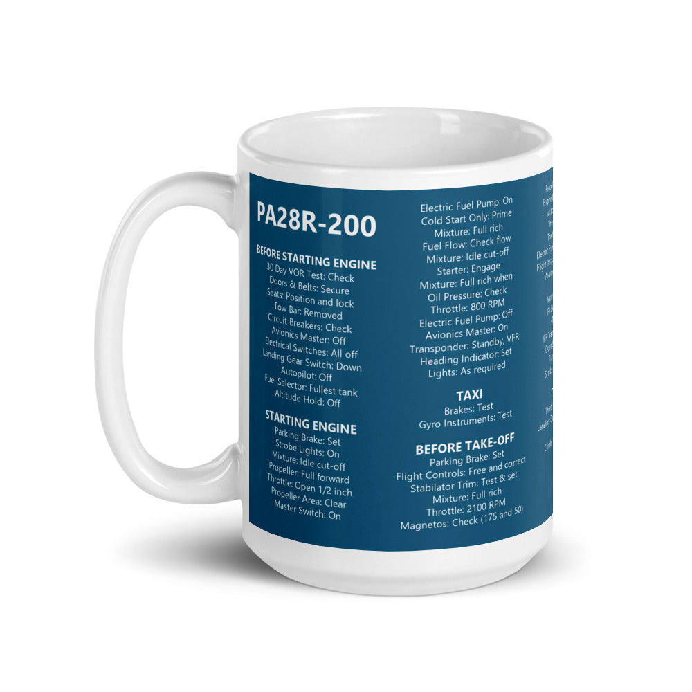 Tazza checklist Piper PA28R-200 Arrow – blu navy – manico a sinistra