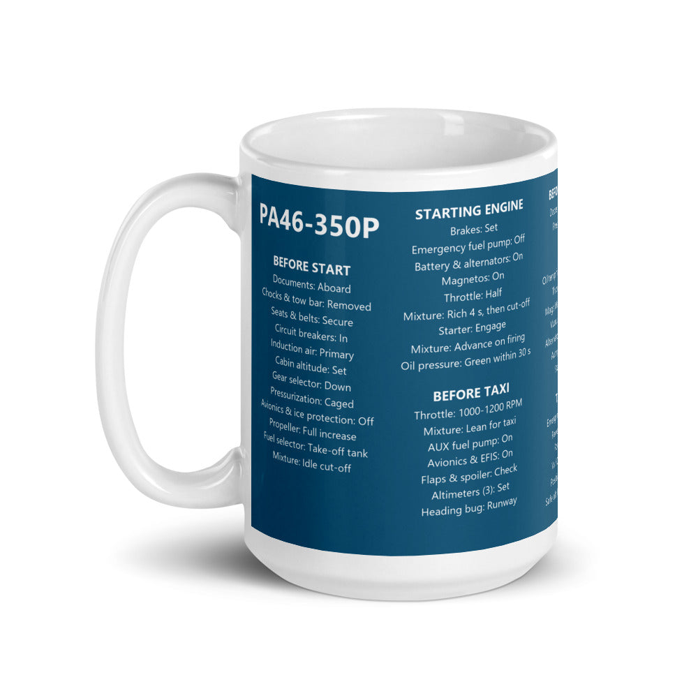 Tazza checklist Piper PA46-350P – blu navy – manico a sinistra