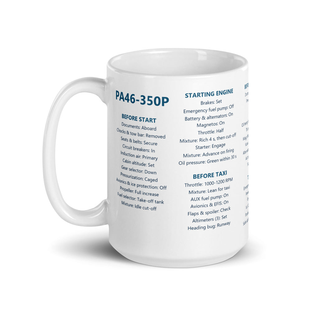 Tazza checklist Piper PA46-350P – bianco – manico a sinistra
