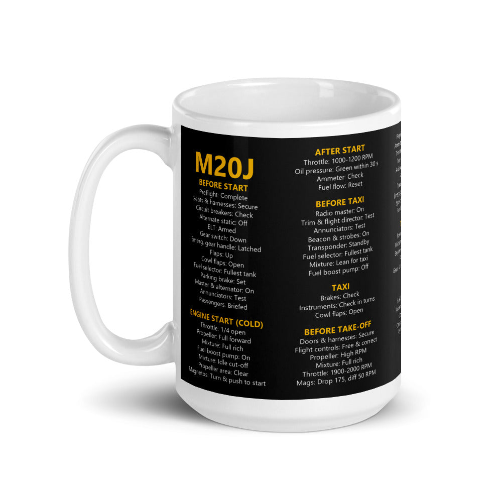 Taza checklist Mooney M20J – negro – asa a la izquierda