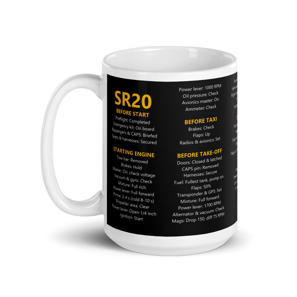 Taza checklist Cirrus SR20 – negro – asa a la izquierda