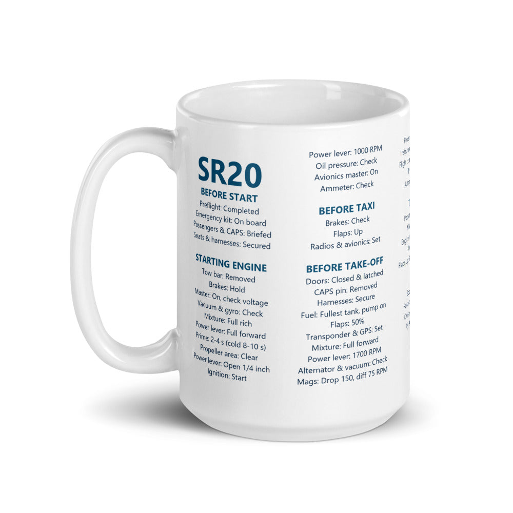 Taza checklist Cirrus SR20 – blanco – asa a la izquierda