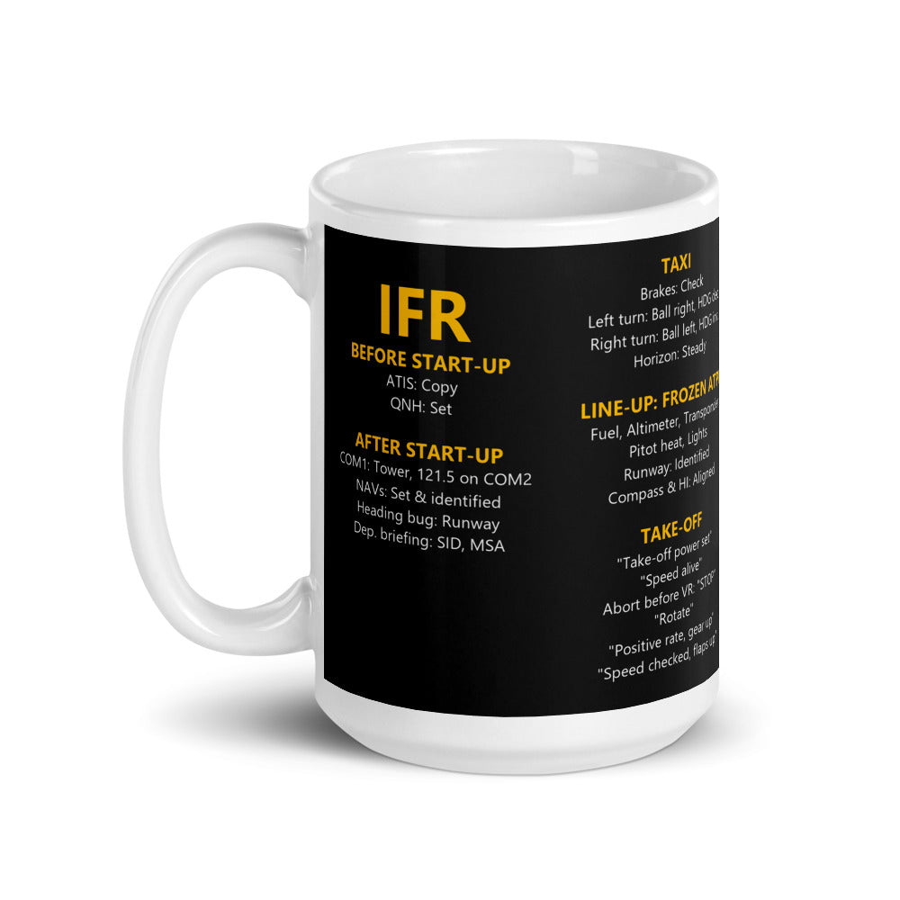Taza IFR Callouts – negro – asa a la izquierda