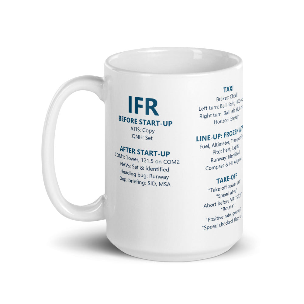 Taza IFR Callouts – blanco – asa a la izquierda