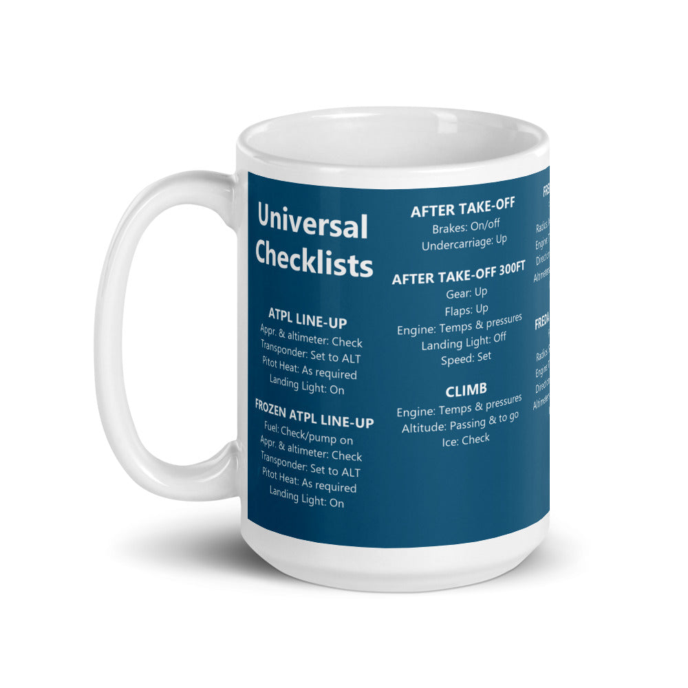 Taza checklists IFR universales – azul marino – asa a la izquierda
