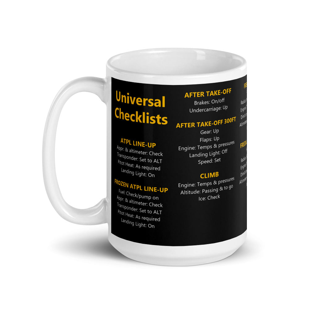 Taza checklists IFR universales – negro – asa a la izquierda