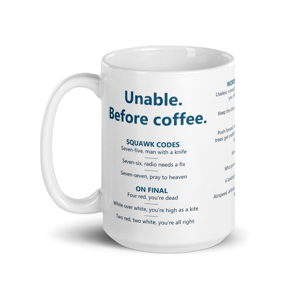 Unable. Before coffee. – Mug – blanc – anse à gauche