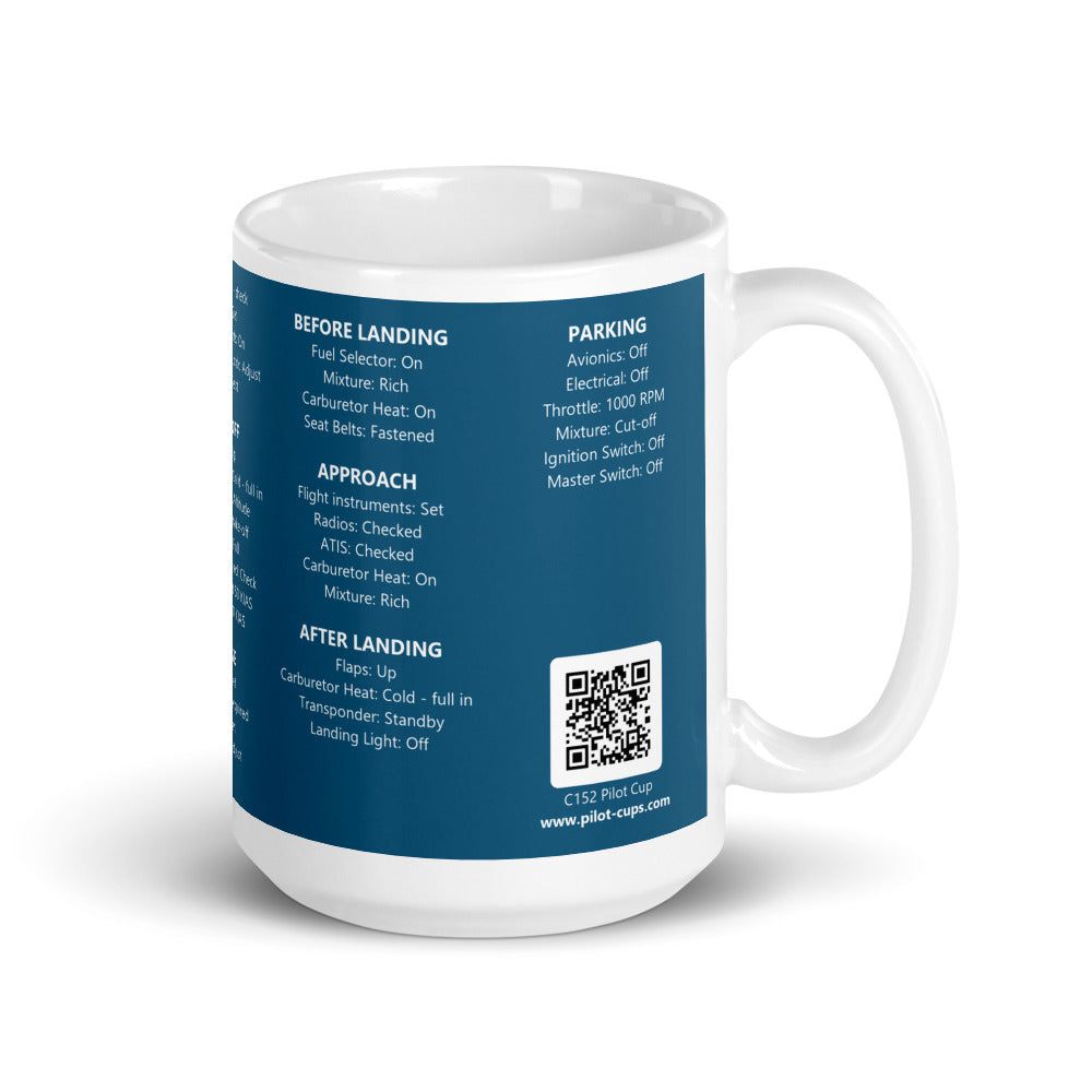 Taza checklist Cessna 152 – azul marino – asa a la derecha